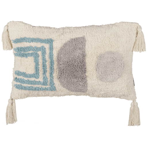 Conjunto de 2 almofadas decorativas CASSIOPE Algodão 30 x 50 cm Branco Padrão geométrico