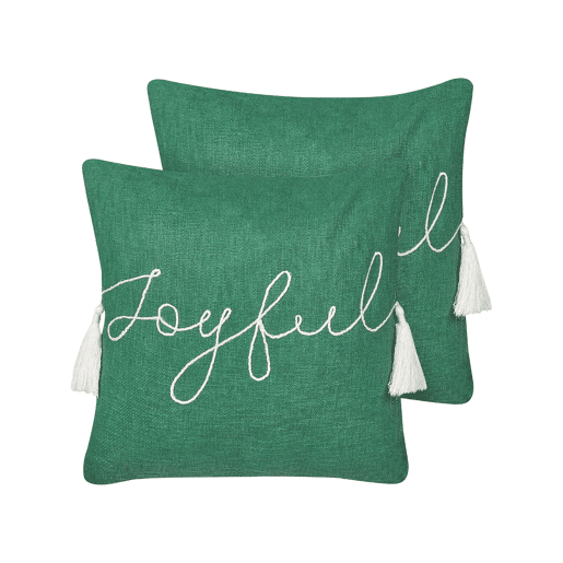 Conjunto de 2 almofadas decorativas ELETTARIA Algodão 45 x 45 cm Verde Padrão natalicio