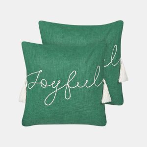 Conjunto de 2 almofadas decorativas ELETTARIA Algodão 45 x 45 cm Verde Padrão natalicio