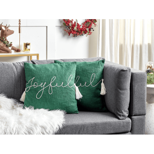Conjunto de 2 almofadas decorativas ELETTARIA Algodão 45 x 45 cm Verde Padrão natalicio