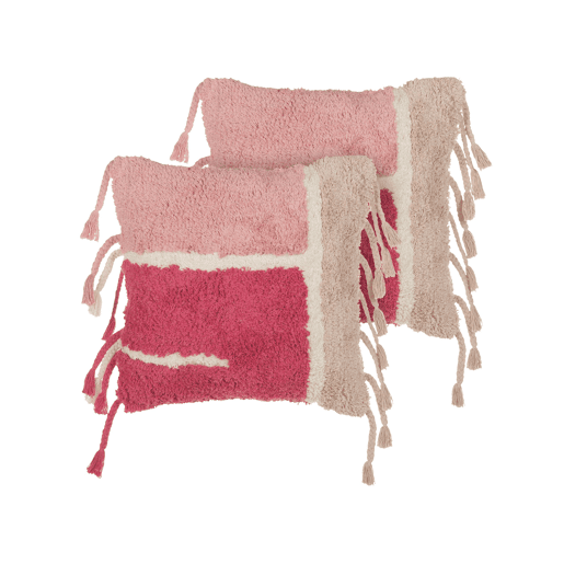Conjunto de 2 almofadas decorativas BISTORTA Algodão 45 x 45 cm Rosa Padrão geométrico