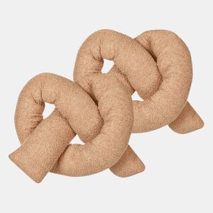 Conjunto de 2 almofadas decorativas GLADIOLUS Bouclé 172 x 14 cm Castanho claro Sólido
