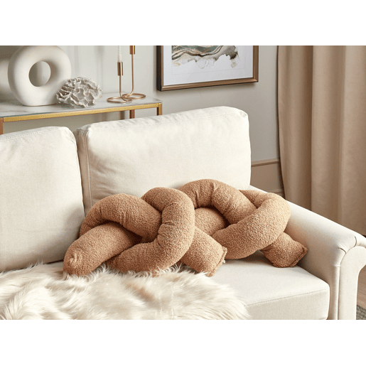 Conjunto de 2 almofadas decorativas GLADIOLUS Bouclé 172 x 14 cm Castanho claro Sólido