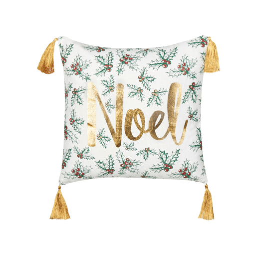 Conjunto de 2 almofadas decorativas ZAMIA Algodão 45 x 45 cm Branco Padrão natalicio