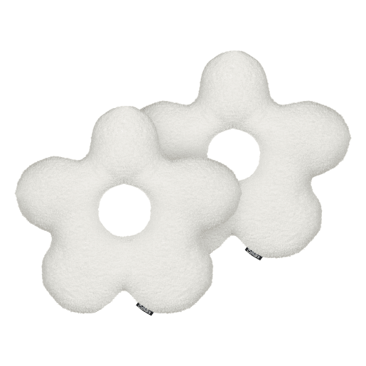 Conjunto de 2 almofadas decorativas CAMPONULA Bouclé 40 x 40 cm Branco creme Sólido