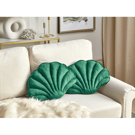 Conjunto de 2 almofadas decorativas CONSOLIDA Veludo 47 x 35 cm Verde esmeralda Sólido