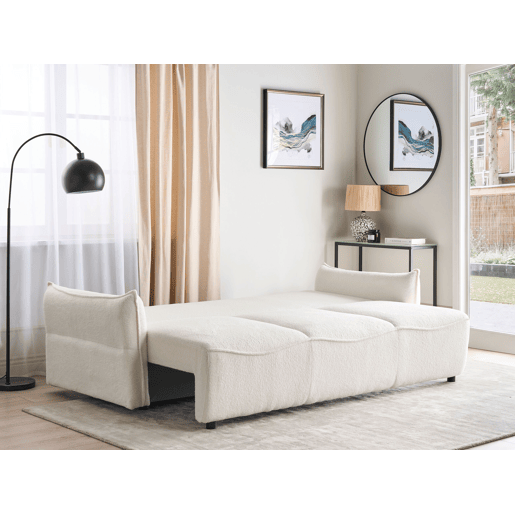 Sofá-cama KRAMA Bouclé Branco com arrumação 3 lugares