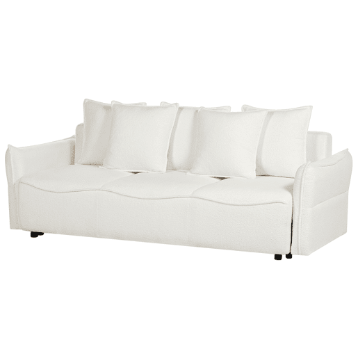 Sofá-cama KRAMA Bouclé Branco com arrumação 3 lugares