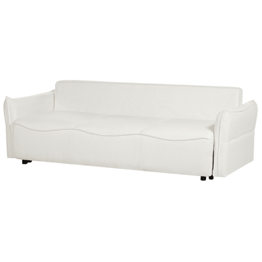 Sofá-cama KRAMA Bouclé Branco com arrumação 3 lugares