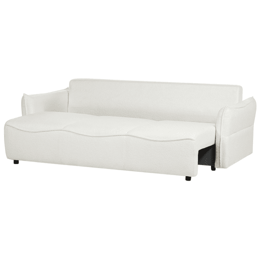 Sofá-cama KRAMA Bouclé Branco com arrumação 3 lugares
