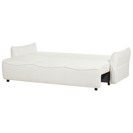 Sofá-cama KRAMA Bouclé Branco com arrumação 3 lugares