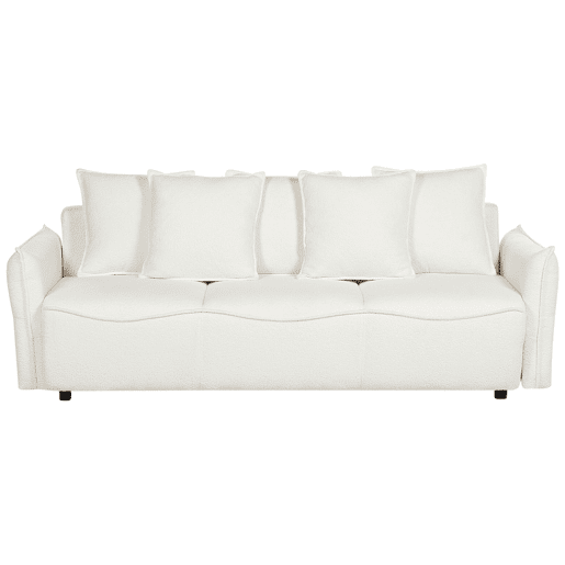 Sofá-cama KRAMA Bouclé Branco com arrumação 3 lugares