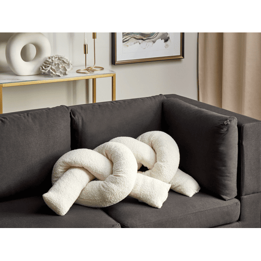 Conjunto de 2 almofadas decorativas GLADIOLUS Bouclé 172 x 14 cm Branco creme Sólido