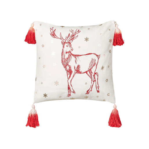 Conjunto de 2 almofadas decorativas VALLOTA Algodão 45 x 45 cm Branco Padrão natalicio