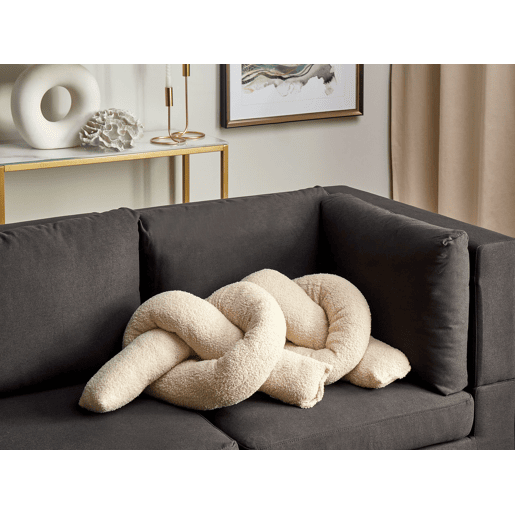 Conjunto de 2 almofadas decorativas GLADIOLUS Bouclé 172 x 14 cm Creme Sólido