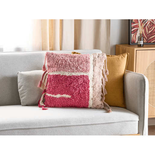 Almofada decorativa BISTORTA Algodão 45 x 45 cm Rosa Padrão geométrico
