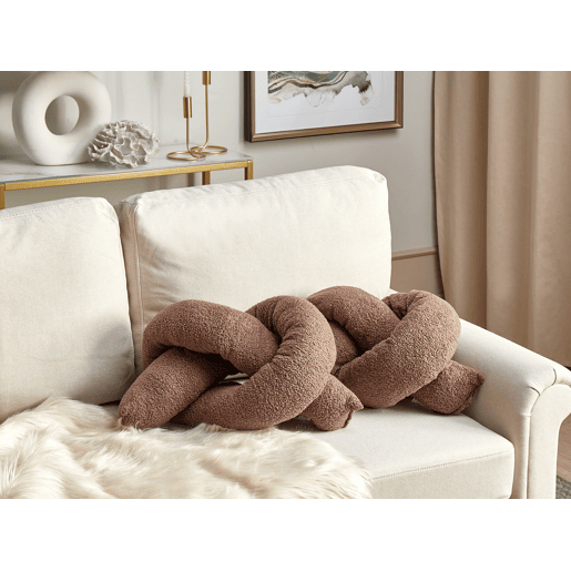 Conjunto de 2 almofadas decorativas GLADIOLUS Bouclé 172 x 14 cm Castanho Sólido