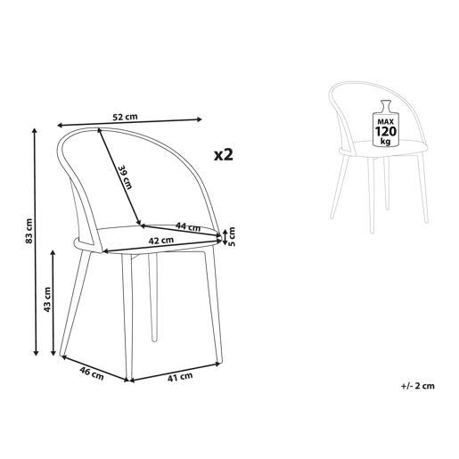 Conjunto de 2 cadeiras de jantar CORNELL Metal Castanho claro
