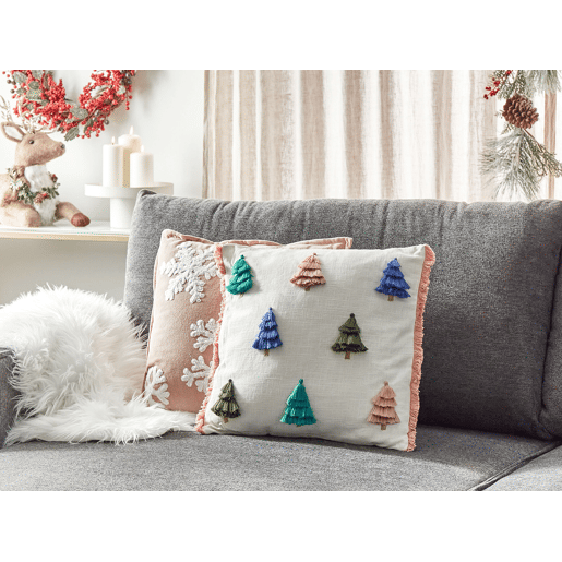Almofada decorativa SKIMMIA Algodão 45 x 45 cm Branco Padrão natalicio