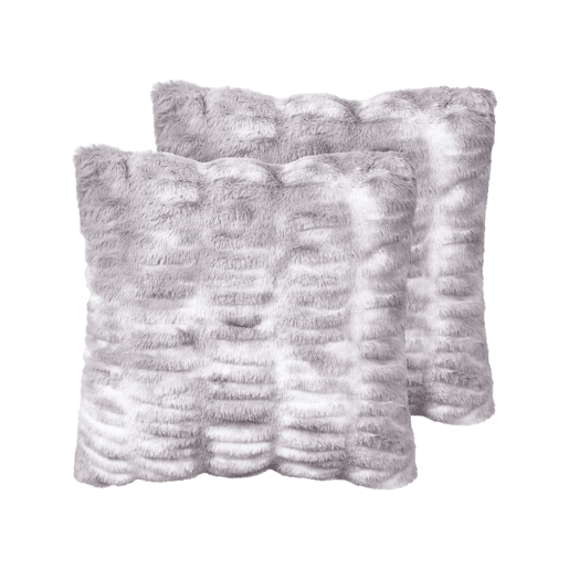 Conjunto de 2 almofadas decorativas MACODES Imitação de pele 45 x 45 cm Cinzento claro Sólido