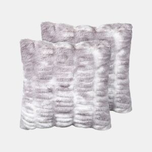 Conjunto de 2 almofadas decorativas MACODES Imitação de pele 45 x 45 cm Cinzento claro Sólido