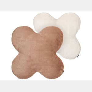 Conjunto de 2 almofadas decorativas ACHILLEA Imitação de pele 54 x 54 cm Creme Sólido