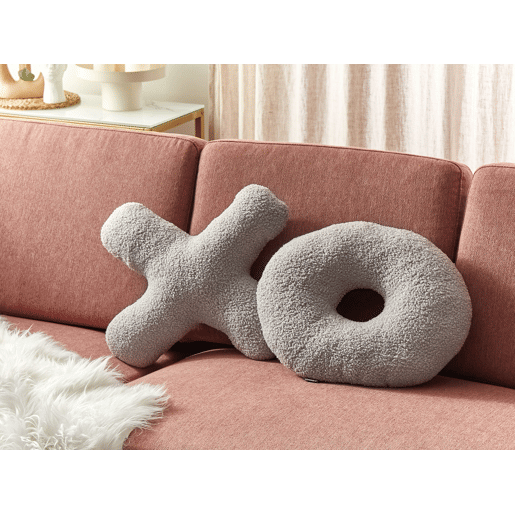 Conjunto de 2 almofadas decorativas HESPERIS Bouclé Cinzento claro Sólido