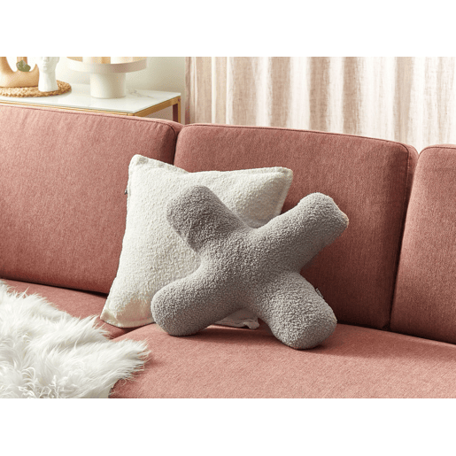 Conjunto de 2 almofadas decorativas HESPERIS Bouclé Cinzento claro Sólido