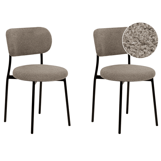 Conjunto de 2 cadeiras de jantar CASEY Bouclé Taupe