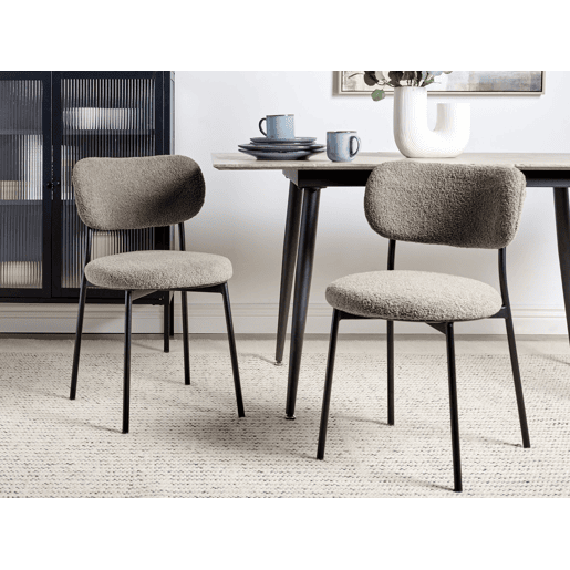Conjunto de 2 cadeiras de jantar CASEY Bouclé Taupe