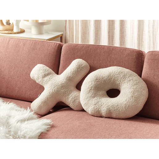 Conjunto de 2 almofadas decorativas HESPERIS Bouclé Creme Sólido