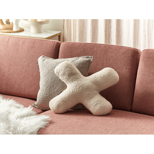 Conjunto de 2 almofadas decorativas HESPERIS Bouclé Creme Sólido