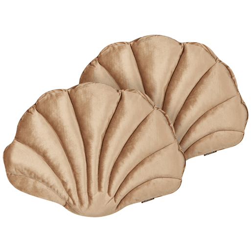 Conjunto de 2 almofadas decorativas CONSOLIDA Veludo 47 x 35 cm Cor de areia Sólido