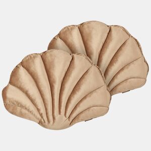 Conjunto de 2 almofadas decorativas CONSOLIDA Veludo 47 x 35 cm Cor de areia Sólido