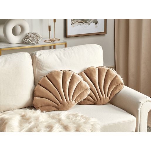 Conjunto de 2 almofadas decorativas CONSOLIDA Veludo 47 x 35 cm Cor de areia Sólido