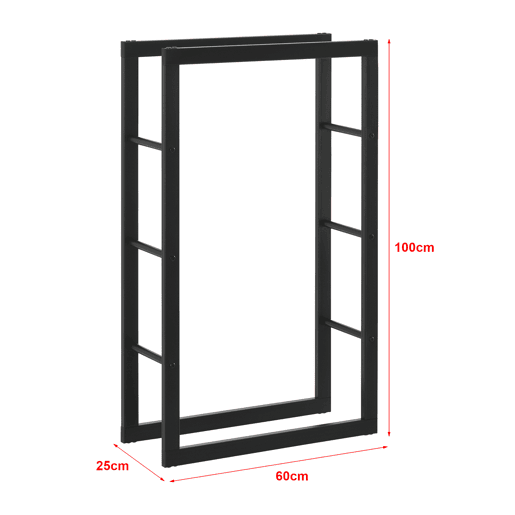 Suporte para lenha Täby em aço 60 x 25 x 100 cm preto en.casa