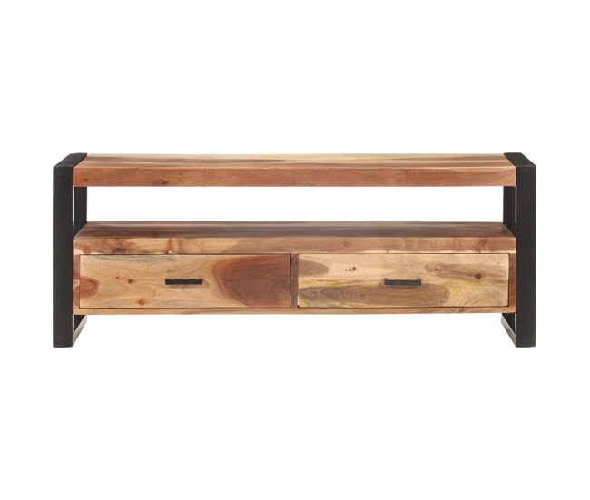 Mueble de tv madera maciza con acabado miel 120x35x45 cm