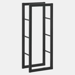 Suporte para lenha Täby em aço 40 x 25 x 100 cm preto en.casa