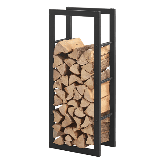 Suporte para lenha Täby em aço 40 x 25 x 100 cm preto en.casa