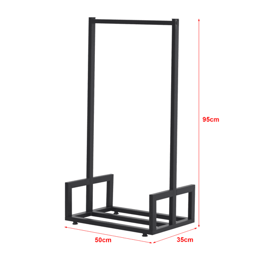 Suporte para lenha em aço temperado 50 x 35 x 95 cm preto en.casa