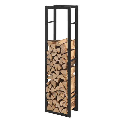 Suporte para lenha Täby em aço 40 x 25 x 150 cm preto en.casa