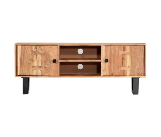 Mueble para tv de madera maciza de acacia 118x30x45 cm