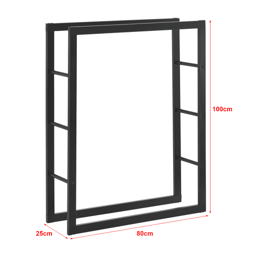 Suporte para lenha Täby em aço 80 x 25 x 100 cm preto en.casa