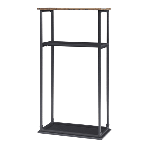 Suporte para lenha Turku com 2 prateleiras em aço e aglomerado 112 x 60 x 30 cm - Preto Efeito madeira escura en.casa