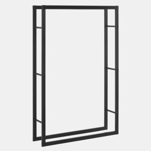 Suporte para lenha Täby em aço 100 x 25 x 150 cm preto en.casa