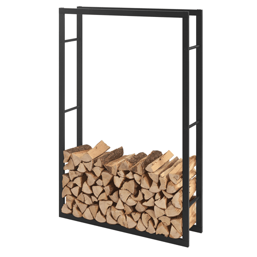 Suporte para lenha Täby em aço 100 x 25 x 150 cm preto en.casa