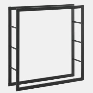Suporte para lenha Täby em aço 100 x 25 x 100 cm preto en.casa