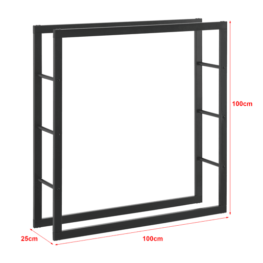 Suporte para lenha Täby em aço 100 x 25 x 100 cm preto en.casa