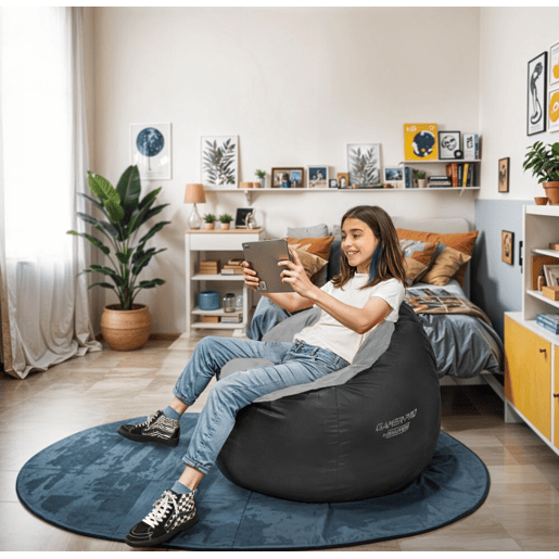 Puff Gamer Junior couro ecológico Interior Cinza HAPPERS