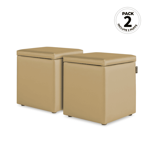 Almofadas Bege Puff Cube Arcon Leatherette Interior PACK 2 UNIDADES HAPPERS